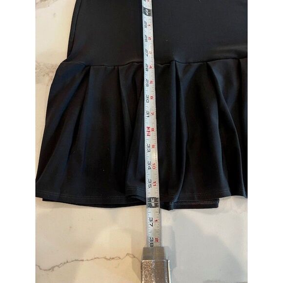 WHBM Embroidered Neckline Pleated Hem V-Neck Black Tank Dress Size 1X - Picture 6 of 12